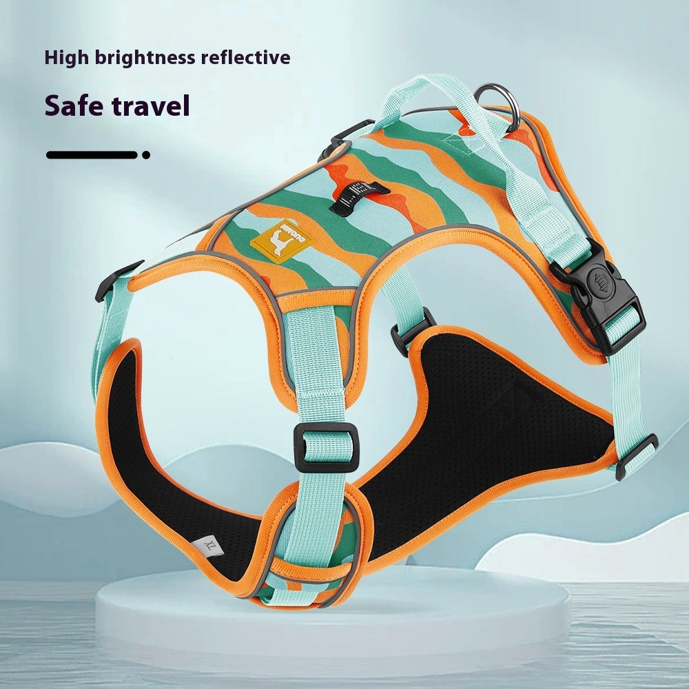 Reflective Dog Harness with Hand‑Hold Rope – Chest & Back, Commuter Style