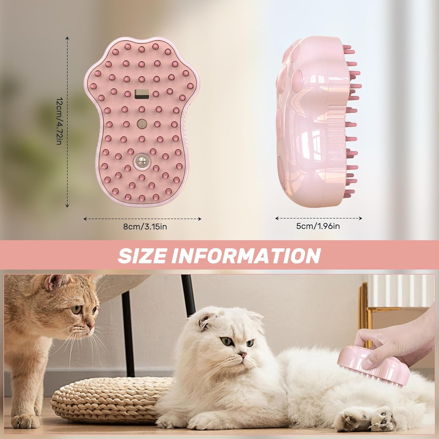 Self-Cleaning Cat Steam Brush For Shedding 4 In-1 Pet Grooming Massage Steam Brush Silicone Cat Dog Brushes With Release Button Gently Removes Loose Fur For Both Long And Short Hair Pets