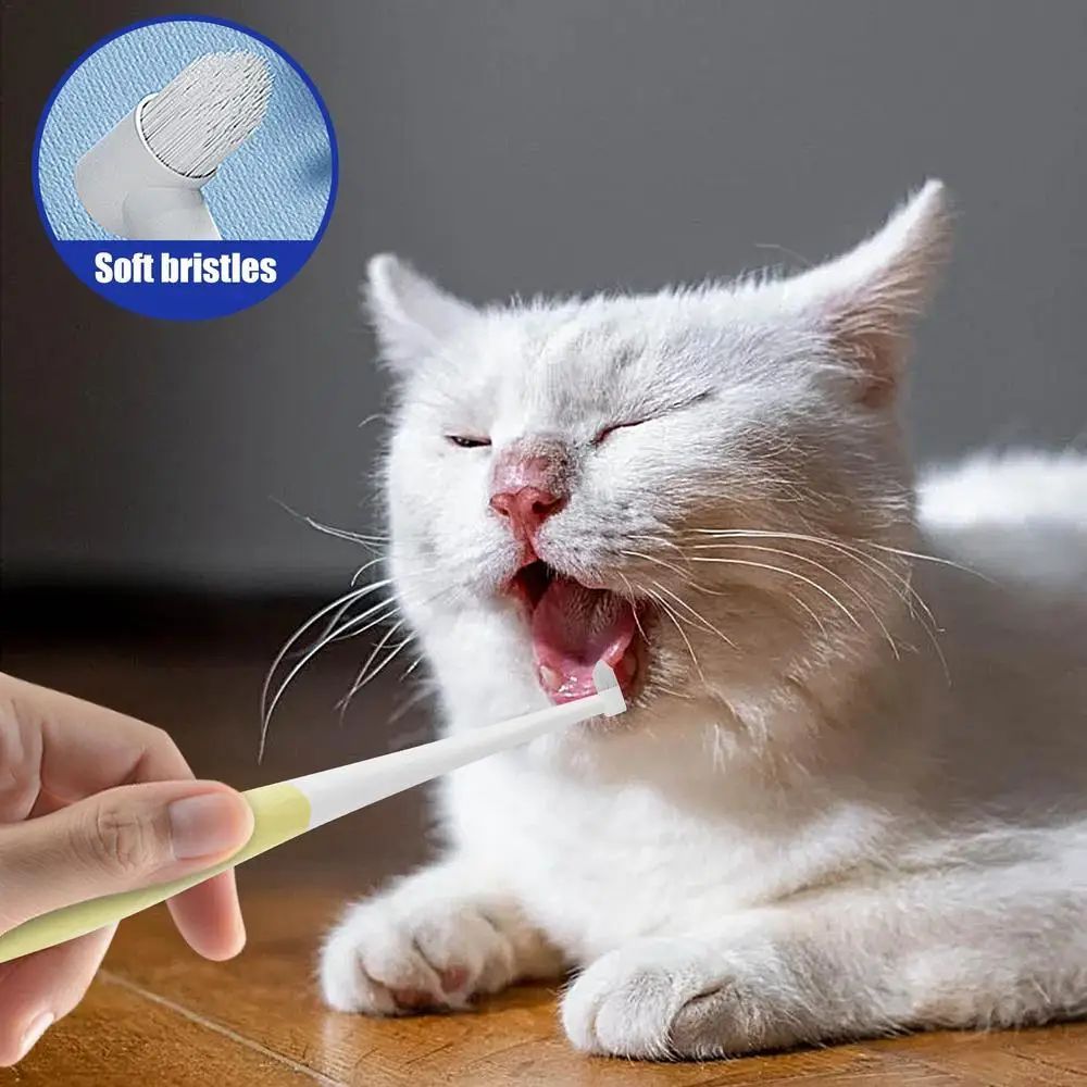 Pet Toothbrush Kitten Tooth Brushes Small Cats Safe Dog Oral Care Odorless Cat Tooth Care Brush With Anti-Slip Handle Pet Teeth