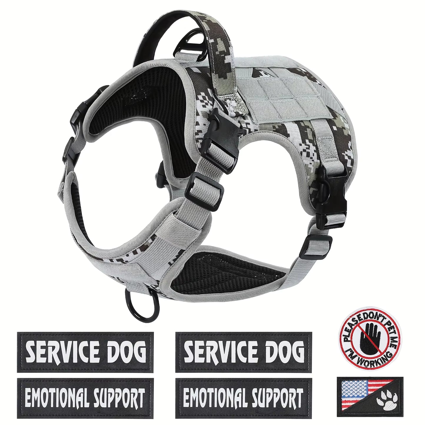 Tactical Service Dog Harness Vest — Adjustable, Reflective, Metal‑Grade Hardware