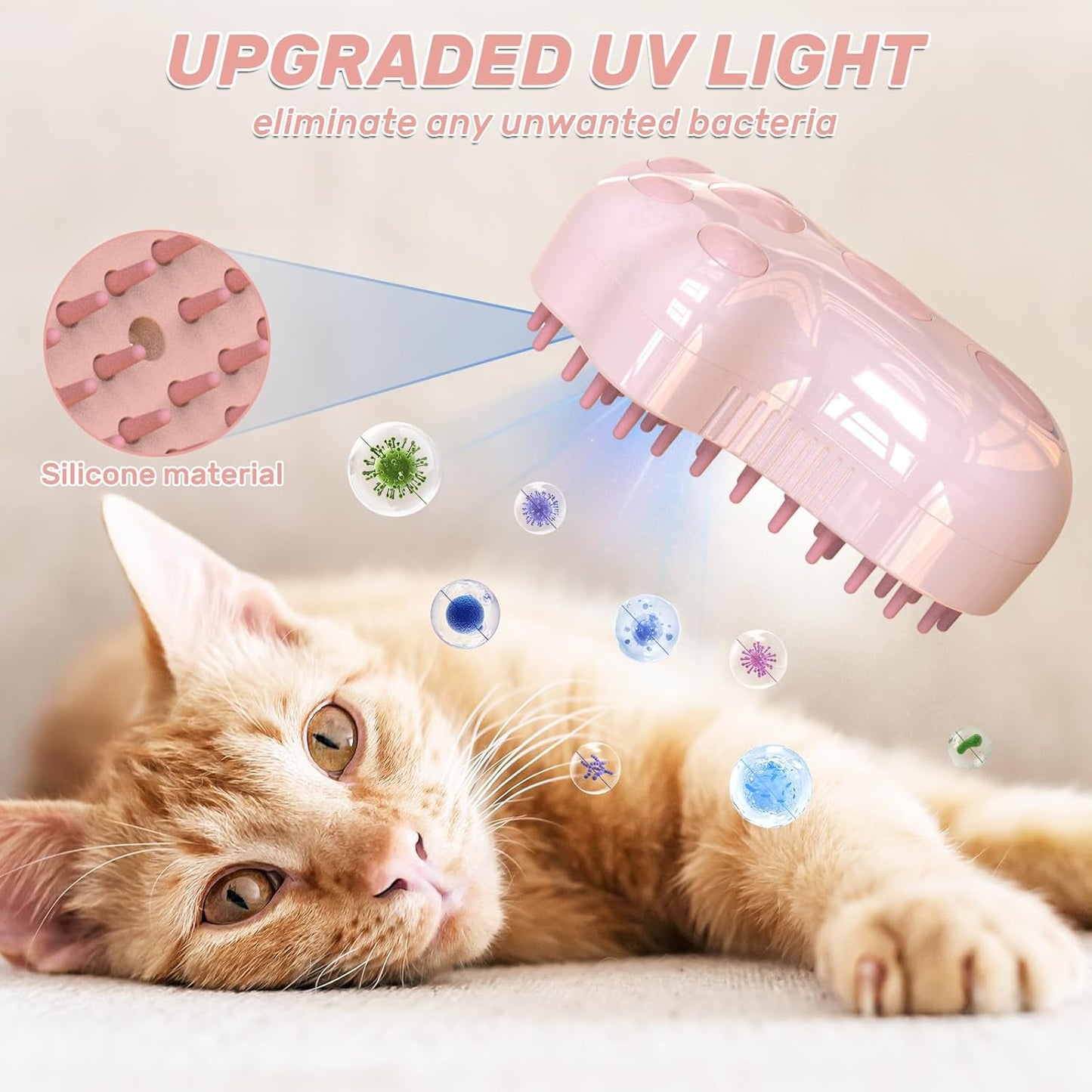 Self-Cleaning Cat Steam Brush For Shedding 4 In-1 Pet Grooming Massage Steam Brush Silicone Cat Dog Brushes With Release Button Gently Removes Loose Fur For Both Long And Short Hair Pets