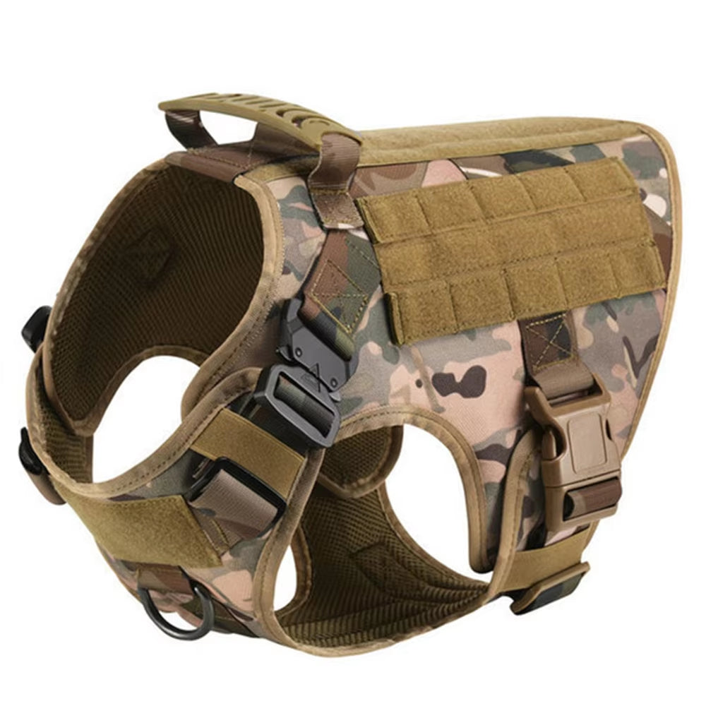 Luxury Tactical Dog Harness + Leash Set — 1000D Nylon, Camouflage & Solid Colors