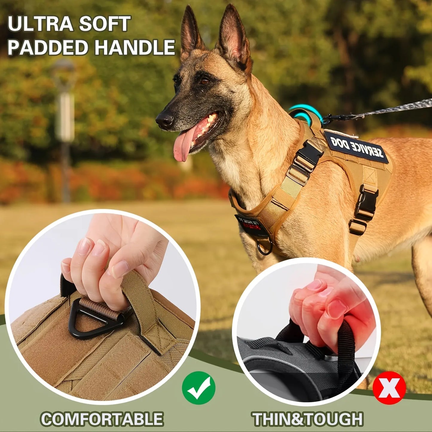 Tactical Service Dog Harness Vest — Adjustable, Reflective, Metal‑Grade Hardware