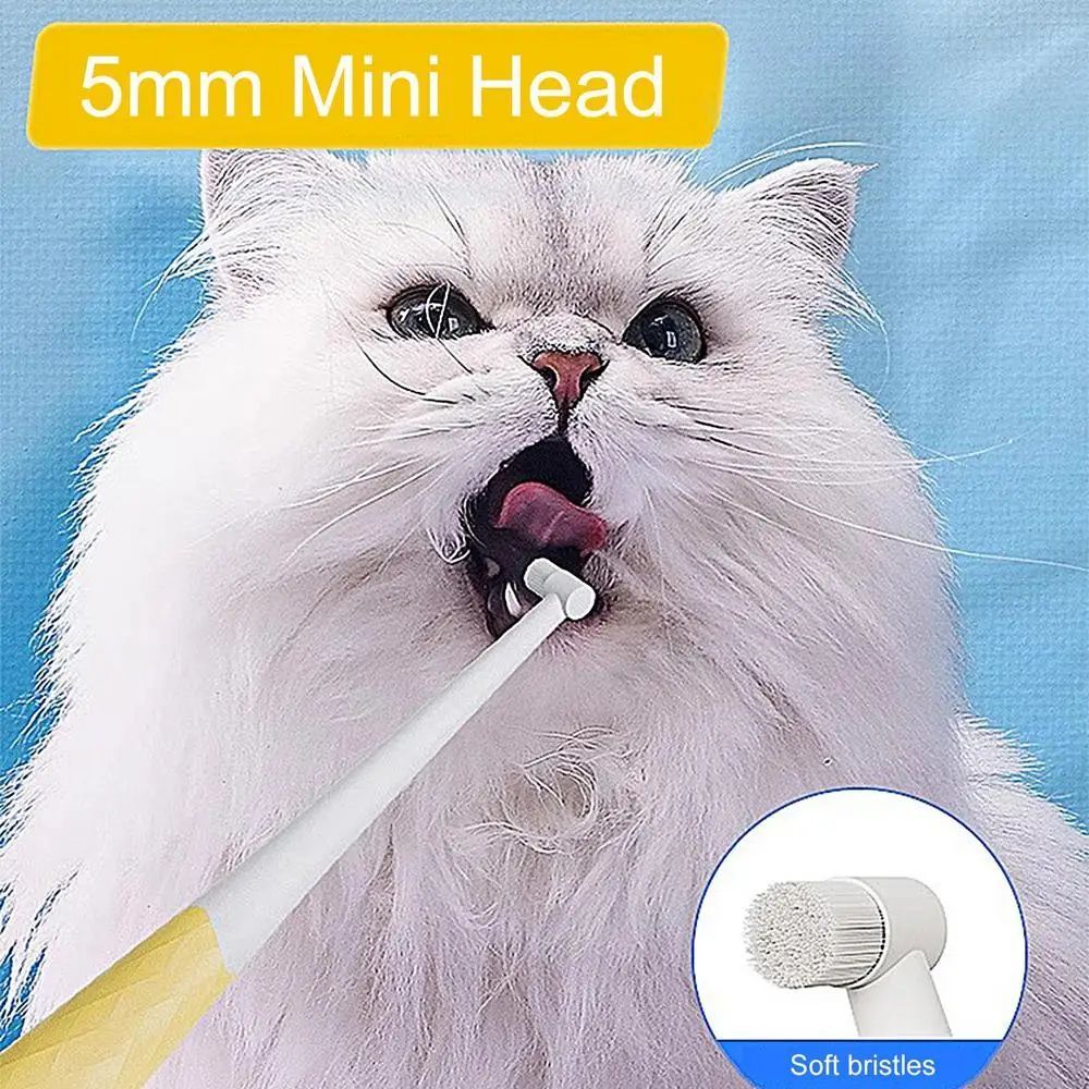 Pet Toothbrush Kitten Tooth Brushes Small Cats Safe Dog Oral Care Odorless Cat Tooth Care Brush With Anti-Slip Handle Pet Teeth