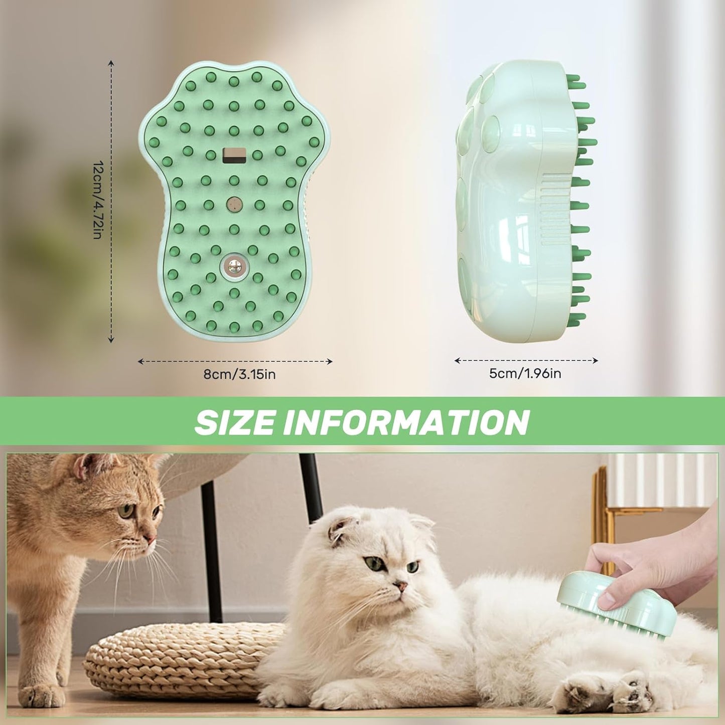 Self-Cleaning Cat Steam Brush For Shedding 4 In-1 Pet Grooming Massage Steam Brush Silicone Cat Dog Brushes With Release Button Gently Removes Loose Fur For Both Long And Short Hair Pets