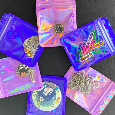 Holographic Laser Ziplock Bags – Reusable Clear Pouches, Multiple Sizes