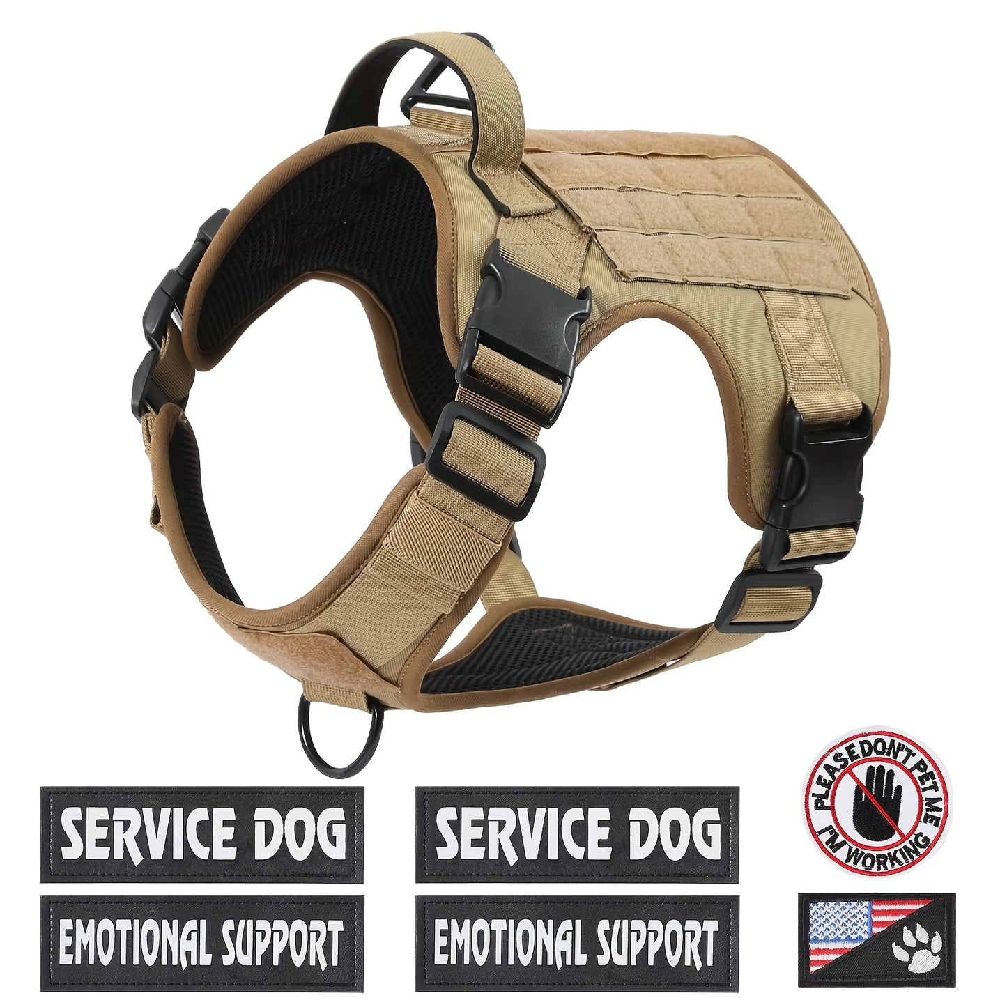 Tactical Service Dog Harness Vest — Adjustable, Reflective, Metal‑Grade Hardware