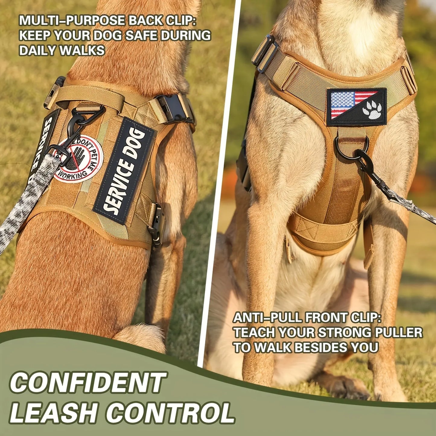 Tactical Service Dog Harness Vest — Adjustable, Reflective, Metal‑Grade Hardware