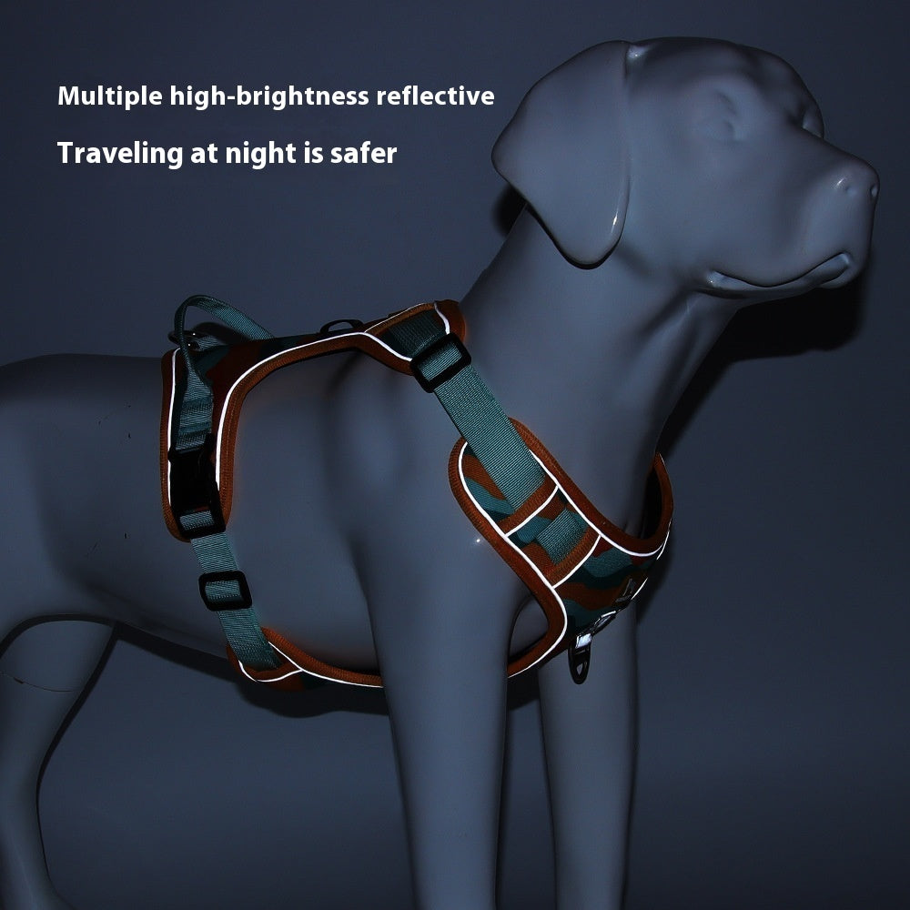 Reflective Dog Harness with Hand‑Hold Rope – Chest & Back, Commuter Style