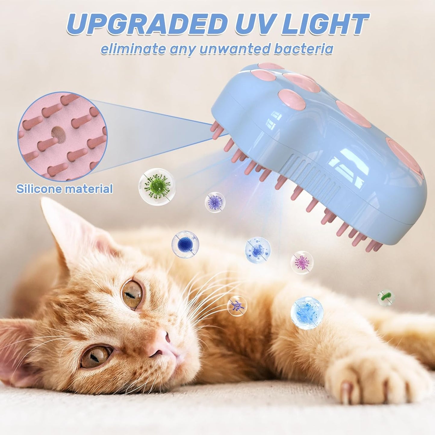 Self-Cleaning Cat Steam Brush For Shedding 4 In-1 Pet Grooming Massage Steam Brush Silicone Cat Dog Brushes With Release Button Gently Removes Loose Fur For Both Long And Short Hair Pets