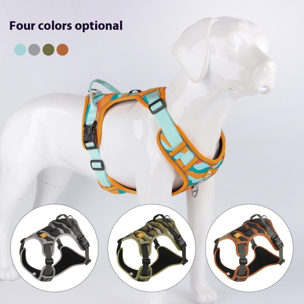 Reflective Dog Harness with Hand‑Hold Rope – Chest & Back, Commuter Style